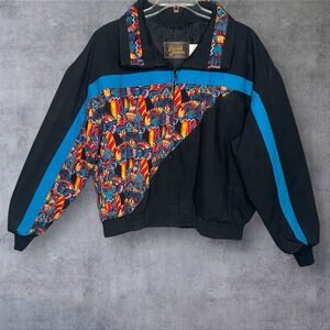 Vintage David James Southwestern Aztec Bomber Jacket Mens XL Western Native